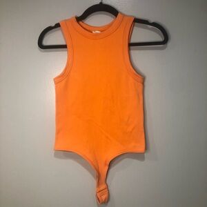 Happily Grey Orange Ribbed Women’s Body Suit NWT